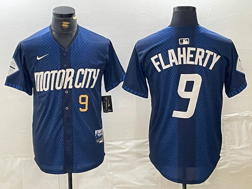 Men's Detroit Tigers #9 Jack Flaherty 2024 Navy City Connect Cool Base Limited Stitched Jersey 1
