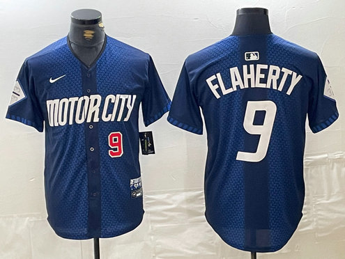 Men's Detroit Tigers #9 Jack Flaherty 2024 Navy City Connect Cool Base Limited Stitched Jersey 2