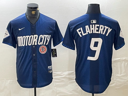 Men's Detroit Tigers #9 Jack Flaherty 2024 Navy City Connect Cool Base Limited Stitched Jersey 3