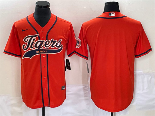 Men's Detroit Tigers Blank Orange Cool Base Stitched Baseball Jersey
