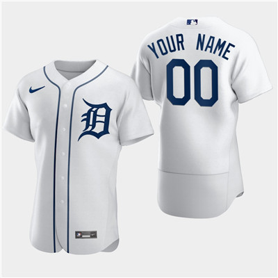 Men's Detroit Tigers Custom Nike Flexbase White Jersey