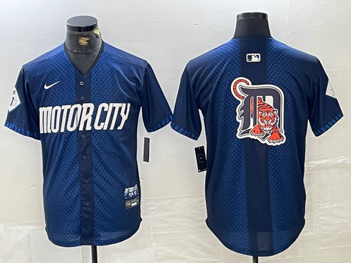 Men's Detroit Tigers Team Big Logo 2024 Navy City Connect Cool Base Limited Stitched