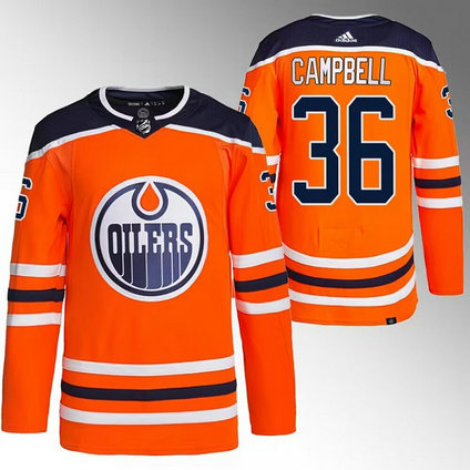 Men's Edmonton Oilers #36 Jack Campbell Orange Stitched Jersey