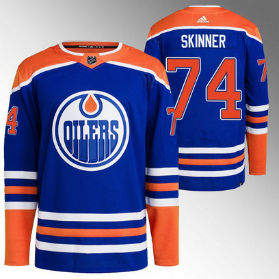 Men's Edmonton Oilers #74 Stuart Skinner Royal Stitched Jersey
