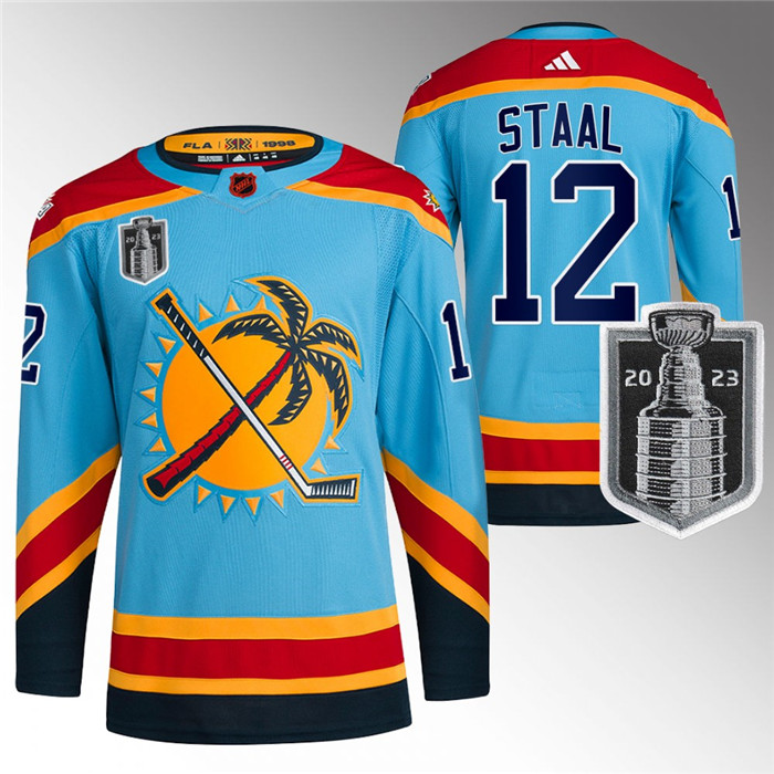 Men's Florida Panthers #12 Eric Staal Blue 2023 Stanley Cup Final Reverse Retro Stitched Jersey