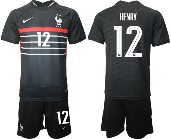 Men's France #12 Henry Black Home Soccer Jersey Suit