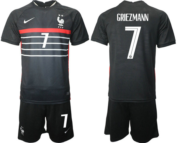 Men's France #7 Girezmann Black 2022 FIFA World Cup Home Soccer Jersey Suit