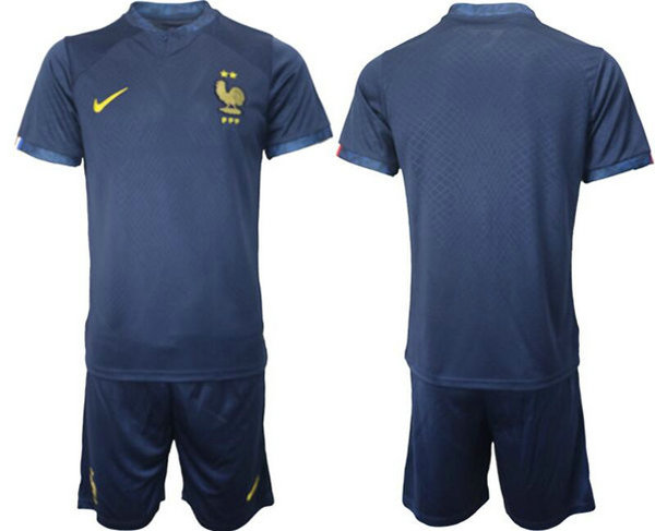 Men's France Blank Navy Home Soccer Jersey Suit