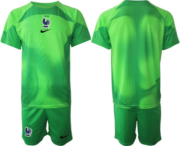 Men's France Goalkeeper Green 2022 FIFA World Cup Home Soccer Jersey Suit 1