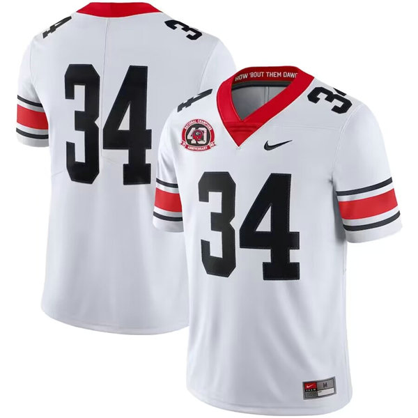 Men's Georgia Bulldogs #34 Herschel Walker White 1980 National Champions 40th Anniversary Limited Football Stitched Jersey