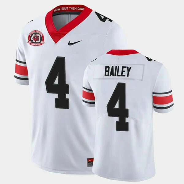 Men's Georgia Bulldogs #4 Champ Bailey White 40th Anniversary Limited Football Stitched Jersey