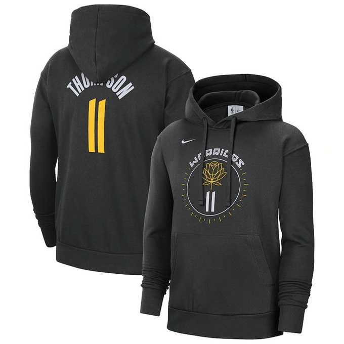 Men's Golden State Warriors #11 Klay Thompson Black 2022 23 City Edition Name & Number Essential Pullover Hoodie