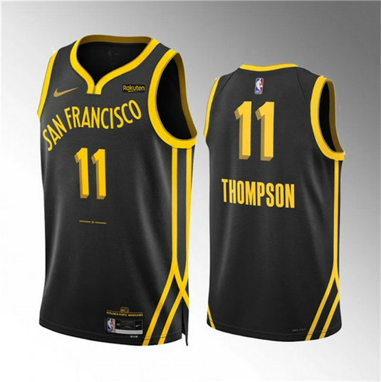 Men's Golden State Warriors #11 Klay Thompson Black 2023 24 City Edition Stitched Basketball Jersey