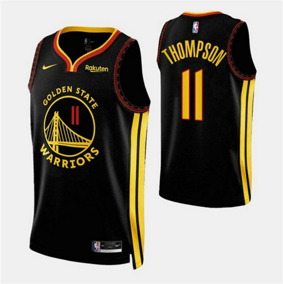 Men's Golden State Warriors #11 Klay Thompson Black 2023 24 City Edition Stitched Basketball Jerseys