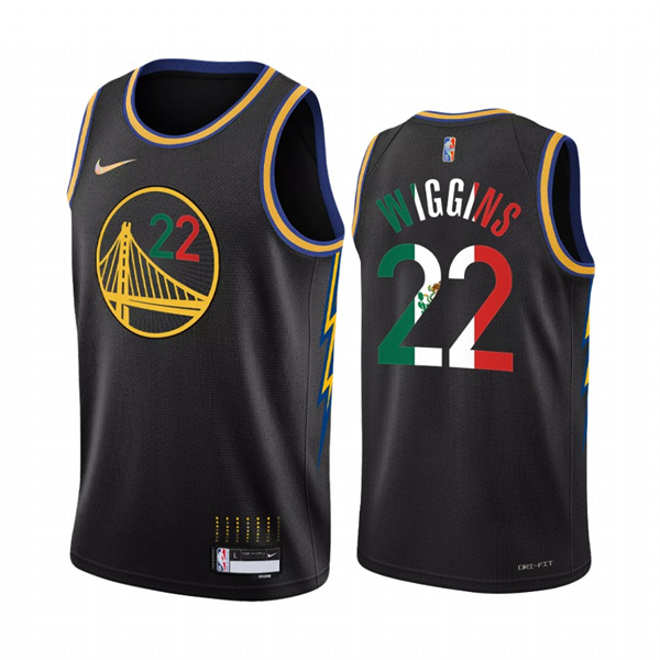 Men's Golden State Warriors #22 Andrew Wiggins 2022 Black Special Mexico City Edition Stitched Jersey
