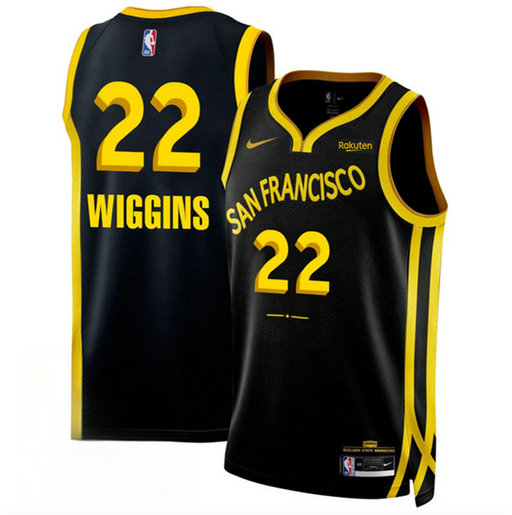 Men's Golden State Warriors #22 Andrew Wiggins Black 2023 24 City Edition Stitched Basketball Jersey