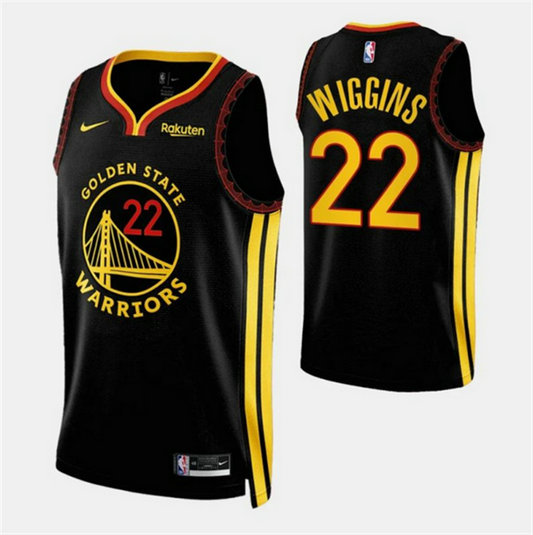 Men's Golden State Warriors #22 Andrew Wiggins Black 2023 24 City Edition Stitched Basketball Jerseys