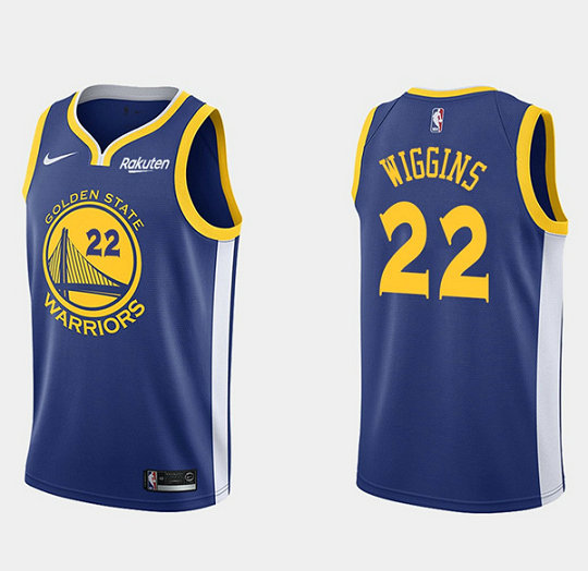 Men's Golden State Warriors #22 Andrew Wiggins Blue Stitched Basketball Jersey