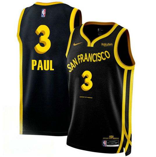 Men's Golden State Warriors #3 Chris Paul Black 2023 24 City Edition Stitched Basketball Jersey