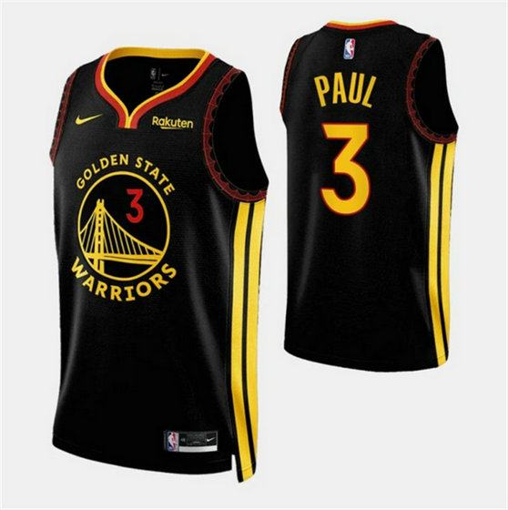 Men's Golden State Warriors #3 Chris Paul Black 2023 24 City Edition Stitched Basketball Jerseys