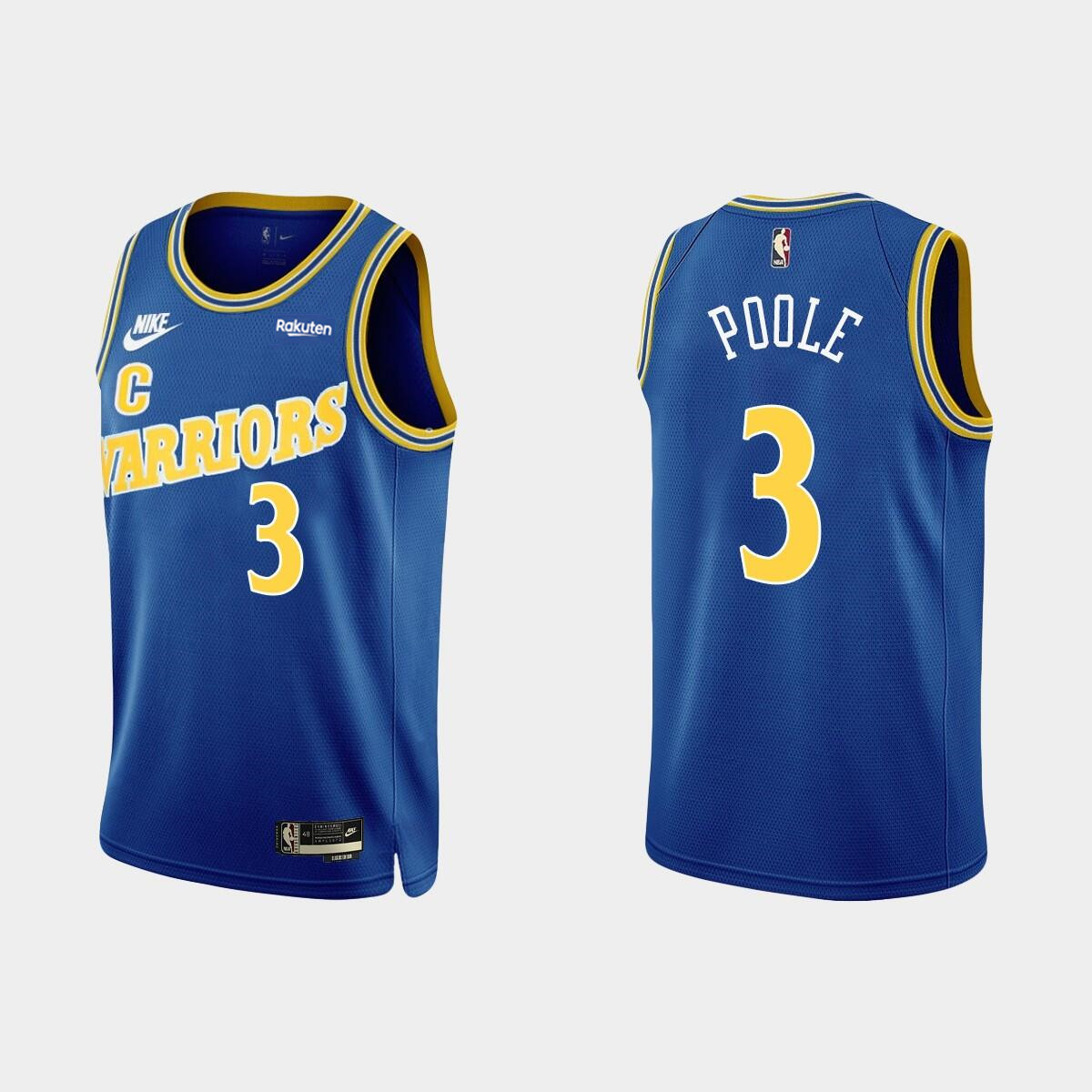 Men's Golden State Warriors #3 Jordan Poole 2022 Classic Edition Royal Stitched Basketball Jersey