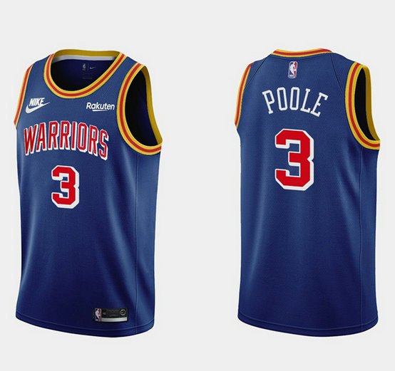 Men's Golden State Warriors #3 Jordan Poole Royal Stitched Basketball Jersey