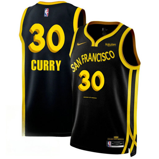 Men's Golden State Warriors #30 Stephen Curry Black 2023 24 City Edition Stitched Basketball Jersey