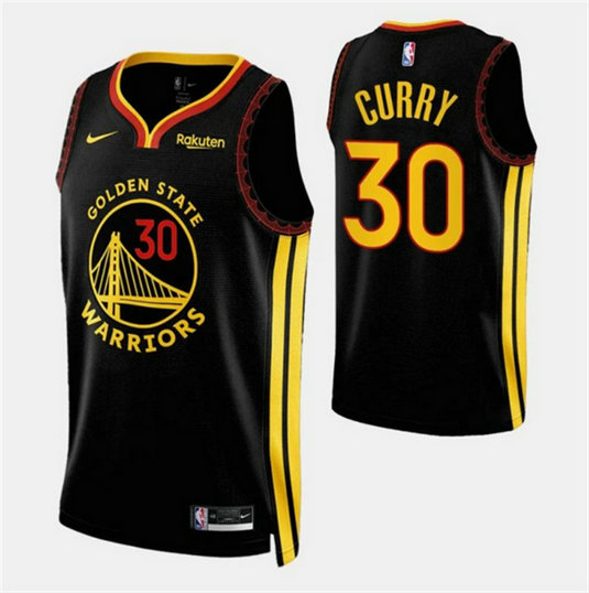 Men's Golden State Warriors #30 Stephen Curry Black 2023 24 City Edition Stitched Basketball Jerseys