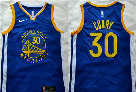 Men's Golden State Warriors #30 Stephen Curry Blue Stitched Basketball Jerseys