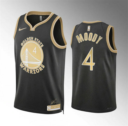 Men's Golden State Warriors #4 Moses Moody Black 2024 Select Series Stitched Basketball Jersey1
