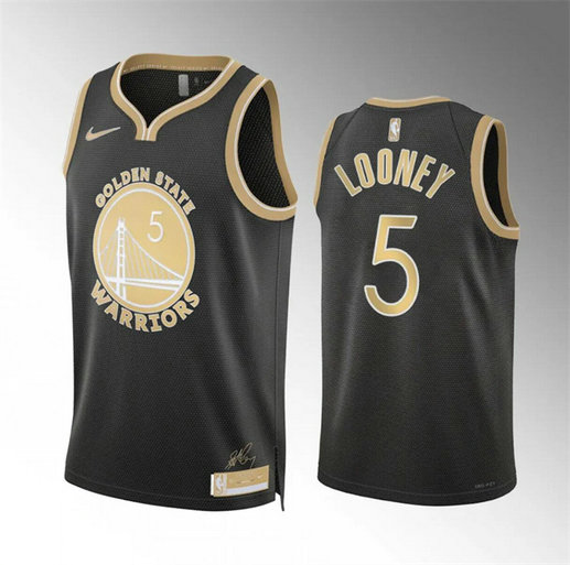 Men's Golden State Warriors #5 Kevon Looney Black 2024 Select Series Stitched Basketball Jersey1