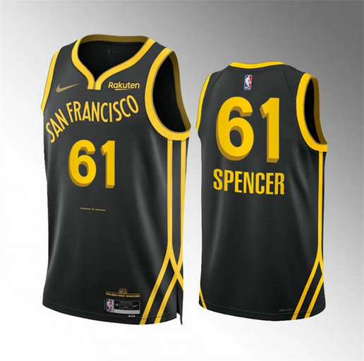 Men's Golden State Warriors #61 Pat Spencer Black 2023 24 City Edition Stitched Basketball Jersey