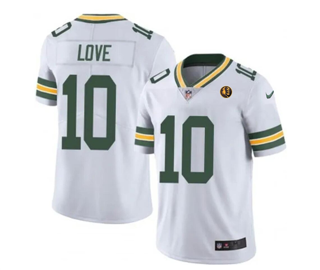 Men's Green Bay Packers #10 Jordan Love White Vapor Limited Throwback Stitched Football Jersey