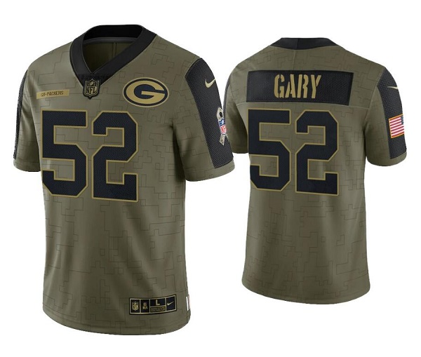 Men's Green Bay Packers #52 Rashan Gary 2021 Olive Salute To Service Limited Stitched Jersey