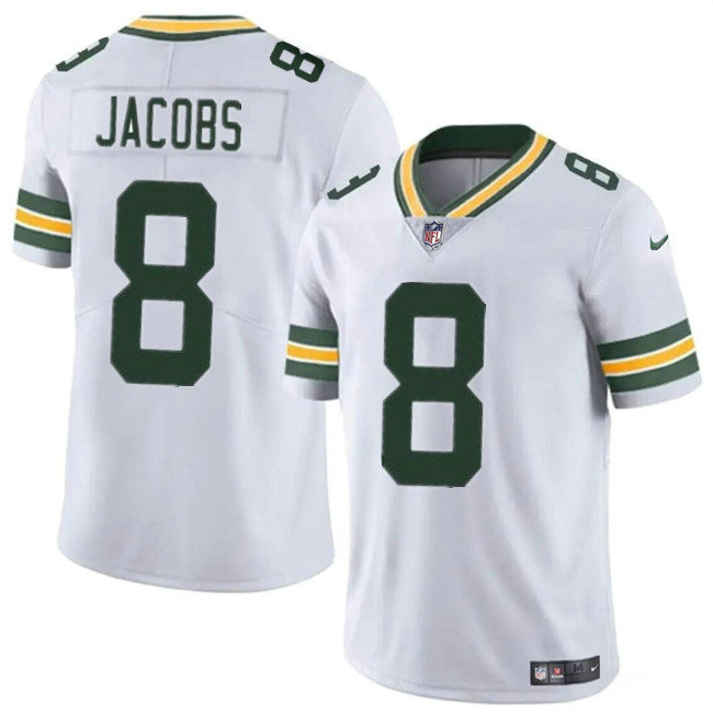 Men's Green Bay Packers #8 Josh Jacobs White Vapor Limited Stitched Football Jersey