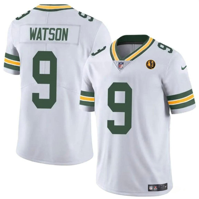 Men's Green Bay Packers #9 Christian Watson White Vapor Limited Throwback Stitched Football Jersey