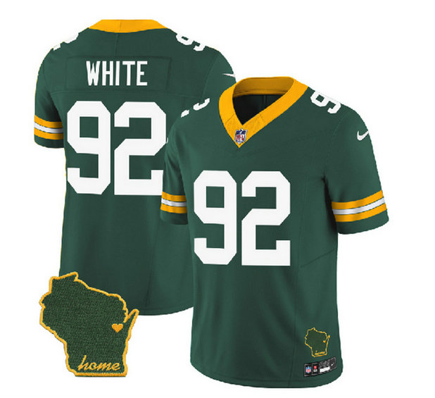 Men's Green Bay Packers #92 Reggie White Green 2023 F.U.S.E. Home Patch Vapor Untouchable Limited Stitched Jersey