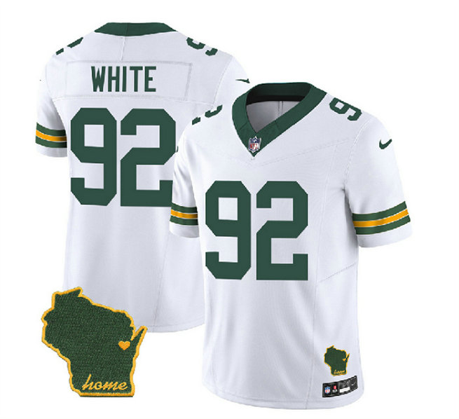 Men's Green Bay Packers #92 Reggie White White 2023 F.U.S.E. Home Patch Vapor Untouchable Limited Stitched Jersey