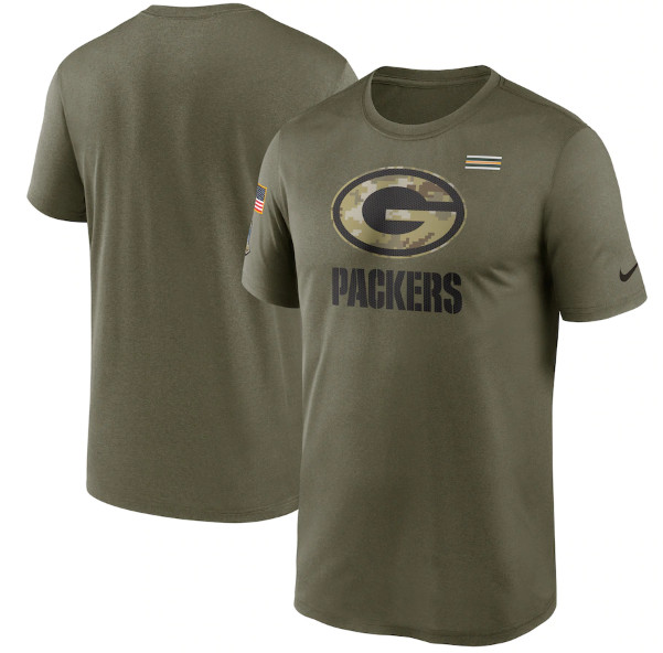 Men's Green Bay Packers 2021 Olive Salute To Service Legend Performance T-Shirt