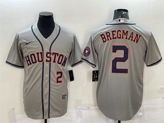 Men's Houston Astros #2 Alex Bregman White With Patch Cool Base Stitched Jerseys