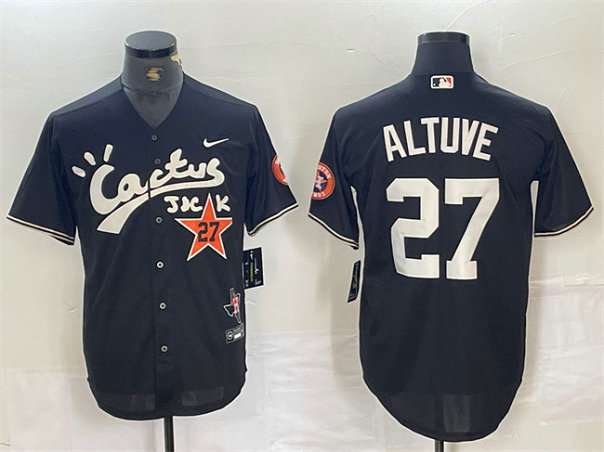 Men's Houston Astros #27 Jose Altuve Black Cactus Jack Vapor Premier Limited Stitched Baseball Jersey