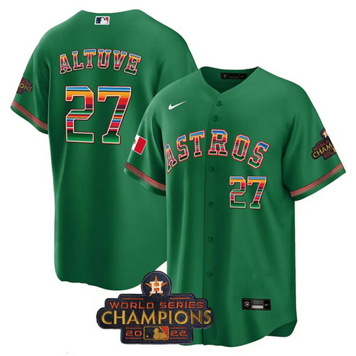 Men's Houston Astros #27 Jose Altuve Green Mexico Texas Cool Base Stitched Baseball Jersey