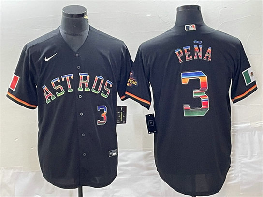 Men's Houston Astros #3 Jeremy Pena Black Mexico Cool Base Stitched Baseball Jersey