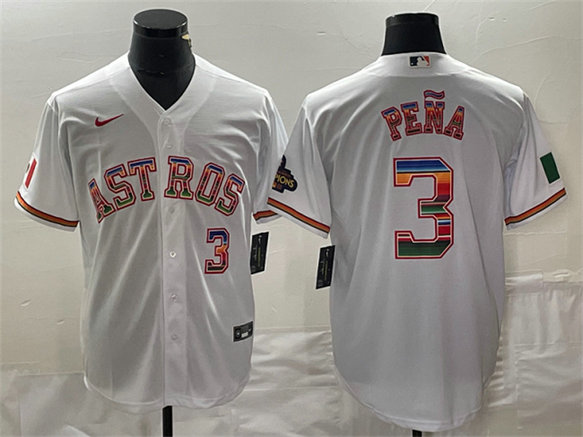 Men's Houston Astros #3 Jeremy Pena White Mexico Cool Base Stitched Baseball Jersey