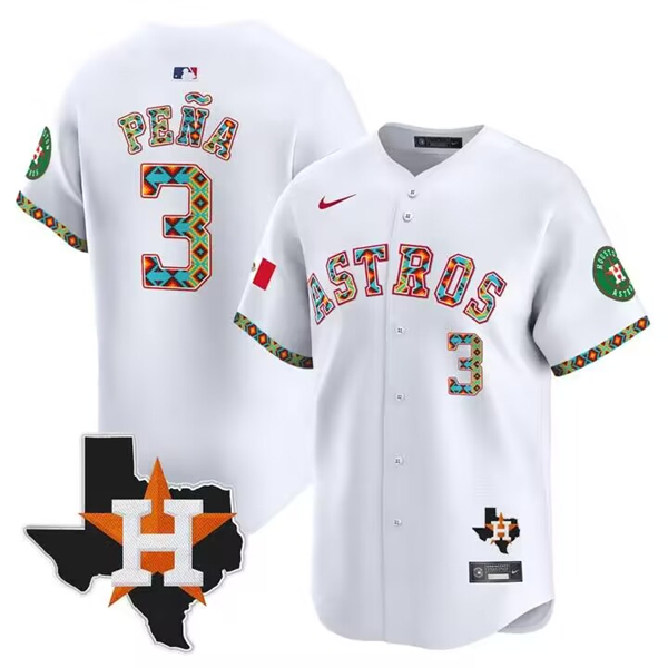 Men's Houston Astros #3 Jeremy Pena White Mexico Vapor Premier Limited Stitched Baseball Jersey
