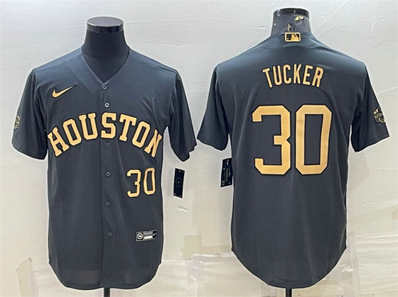 Men's Houston Astros #30 Kyle Tucker 2022 All-Star Charcoal Cool Base Stitched Baseball Jersey