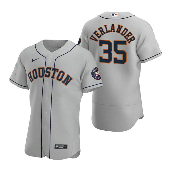 Men's Houston Astros #35 Justin Verlander Gray Flex Base Stitched Jersey