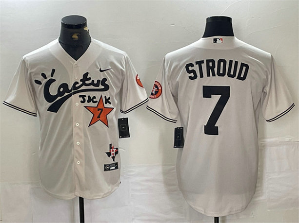 Men's Houston Astros #7 C.J. Stroud Cream Cactus Jack Vapor Premier Limited Stitched Baseball Jersey