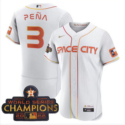 Men's Houston Astros ACTIVE PLAYER Custom White With 2022 World Serise Champions Patch Stitched Baseball Jersey