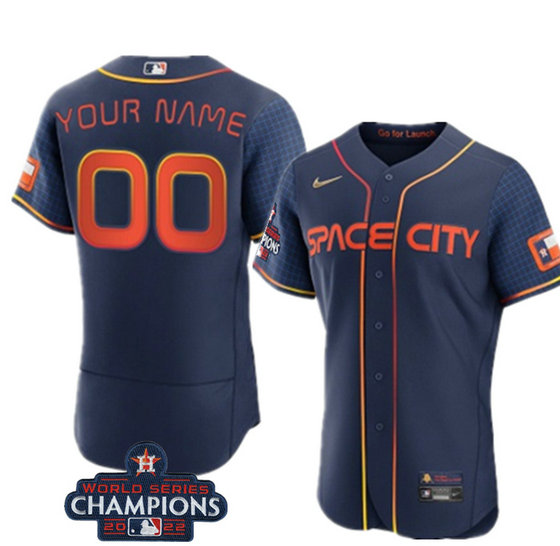 Men's Houston Astros Active Player Custom Navy 2022 World Series Champions City Connect Flex Base Stitched Baseball Jersey